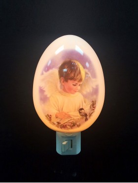 Porcelain Angel Boy Night Light with Gift Box